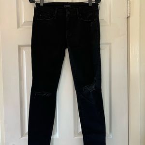 mother black distressed skinny jeans